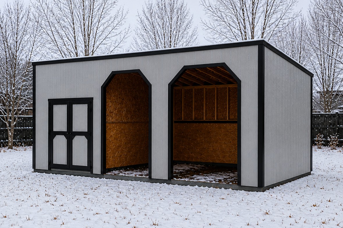 Other shed with no overhang Outpouring Quality See the Outpouring Quality Our Rooms/ADUs also feature These two options are only available with Rooms/ADUs Our Classic Sheds Stand Tall Animal Shelters Done Right